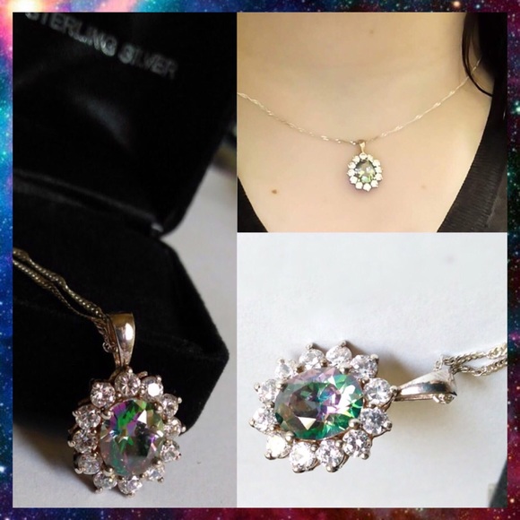 Crystal Fashion Jewelry Jewelry - Mystical Rainbow Crystal Solid 925 Stamped Sterling Silver Pendant Necklace